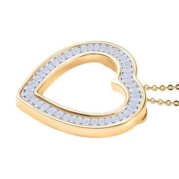 LUXURIANT VS-EF Labor Diamant Herz Anh&auml;nger mit 50cm Kette, 925 Silber 750 Gelbgold Vermeil - 2 ct.