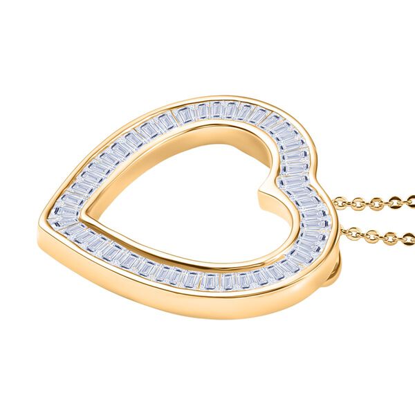 LUXURIANT VS-EF Labor Diamant Herz Anh&auml;nger mit 50cm Kette, 925 Silber 750 Gelbgold Vermeil - 2 ct. image number 4