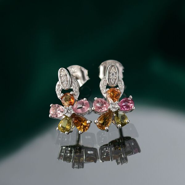 Multi-Turmalin und Zirkon Ohrringe - 1,96 ct. image number 2
