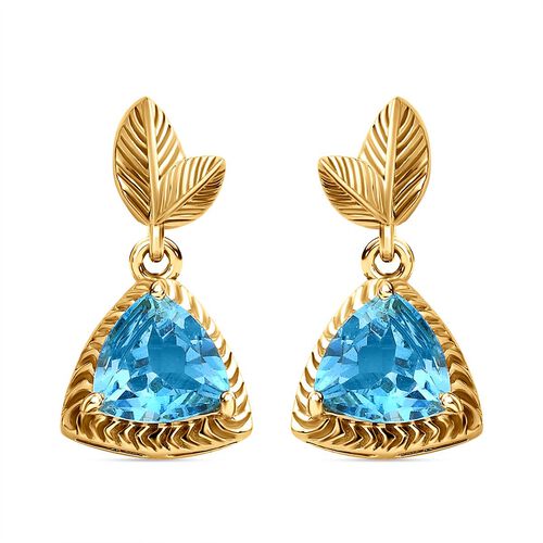 Schweizer Blautopas Ohrringe 925 Silber Gelbgold Vermeil ca. 2,68 ct. image number 0