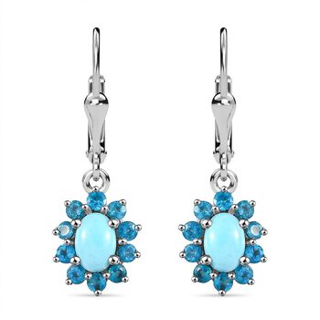 AA Sleeping Beauty T&uuml;rkis, Neon Apatit Ohrringe 925 Silber rhodiniert ca. 1.61 ct