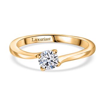 LUXURIANT SI-GH Labor Diamant Ring, 925 Silber 750 Gelbgold Vermeil - 0,33 ct.