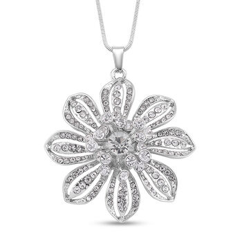 Wei&szlig;er Kristall Anh&auml;nger mit Kette ca. 63.5 cm + 5 cm Extender