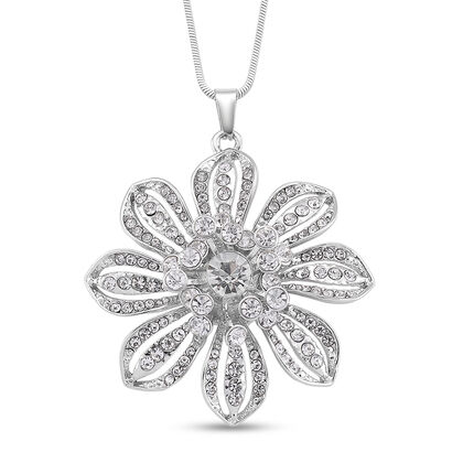 Wei&szlig;er Kristall Anh&auml;nger mit Kette ca. 63.5 cm + 5 cm Extender