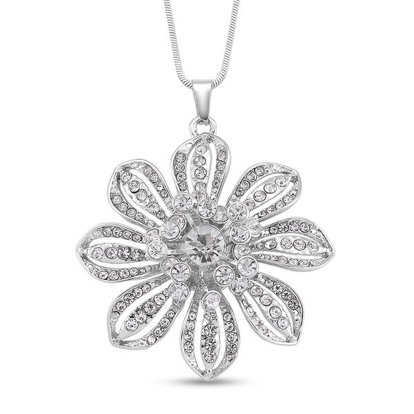 Wei&szlig;er Kristall Anh&auml;nger mit Kette ca. 63.5 cm + 5 cm Extender