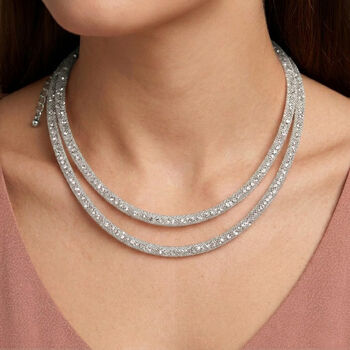 Wei&szlig;er Kristall Halskette ca. 75 cm Reines Messing