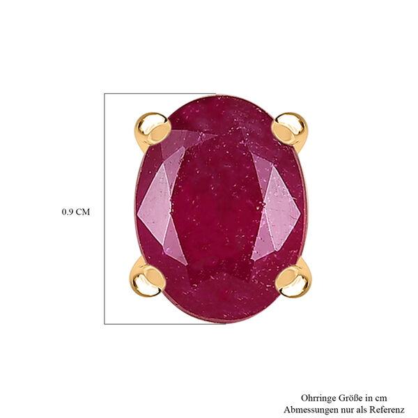 D'Joy Afrikanischer Rubin (Fissure gef&uuml;llt) Ohrringe 925 Silber 750 Gelb Vergoldet ca. 3.87 ct image number 6