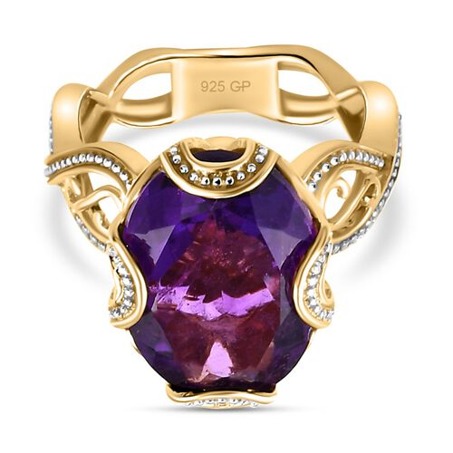 GP Art Déco Kollektion - Afrikanischer Amethyst und Kanchanaburi blauer Saphir-Ring in Silber image number 0