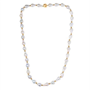 7-9mm wei&szlig;e Barockperlen-Halskette