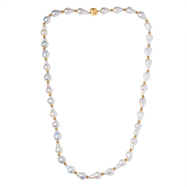 7-9mm wei&szlig;e Barockperlen-Halskette