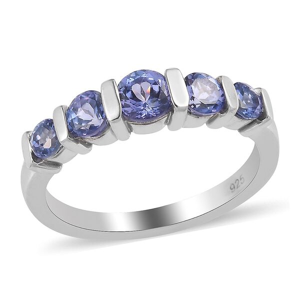 Tansanit 5 Stein Ring 925 Silber Platin-&Uuml;berzug image number 4