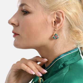 LA MAREY 2er-Set Brokat Seiden-Haarspangen und Ohrringe, Blau