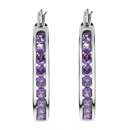 Amethyst Zirkonia Creolen Messing image number 0