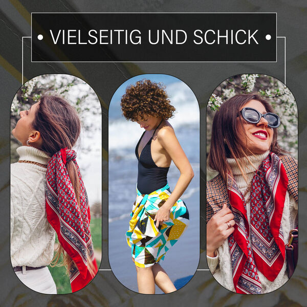 LA MAREY: Premium Selection - 100% Maulbeerenseiden-Halstuch mit Blumendruck, 35 x 150 cm, grau image number 5