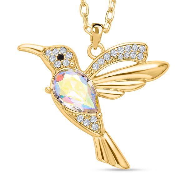 Glas- und Zirkonia-Anhänger mit 50 cm langer Kette und Ohrringen - 0,32 Karat. image number 3