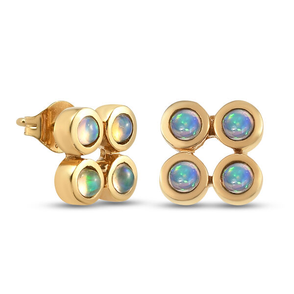 Nat&uuml;rliche, &auml;thiopische Opal-Ohrstecker, 925 Silber vergoldet ca. 0,71 ct image number 4