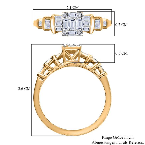 LUXURIANT SGL zertifizierter SI-GH Labor Diamant Ring, 925 Silber 750 Gelbgold Vermeil - 0,50 ct. image number 7