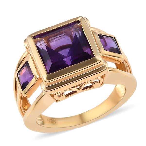 Lusaka Amethyst-Ring, 925 Silber vergoldet  ca. 3,92 ct image number 4