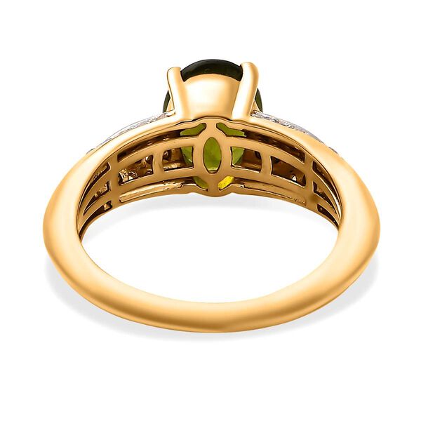 AAA Vesuvianit, Weißer Zirkon Ring, 925 Silber Gelbgold Vermeil, (Größe 17.00), ca. 2.42 ct image number 6