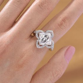 D'Joy Moissanit Ring 925 Silber rhodiniert (Größe 20.00) ca. 5,93 ct