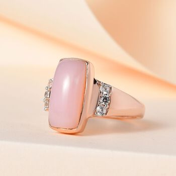AA rosa Opal und Zirkon Ring - 3,64 ct.