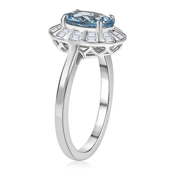 LUXURIANT AAA Santamaria Aquamarin und Labor Diamant Ring in 417 Wei&szlig;gold - 2,53 ct.