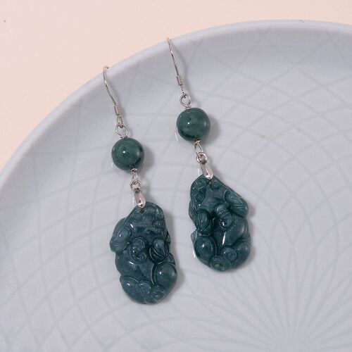 Natürliche, geschnitzte Jade Ohrringe - 30 ct. image number 1