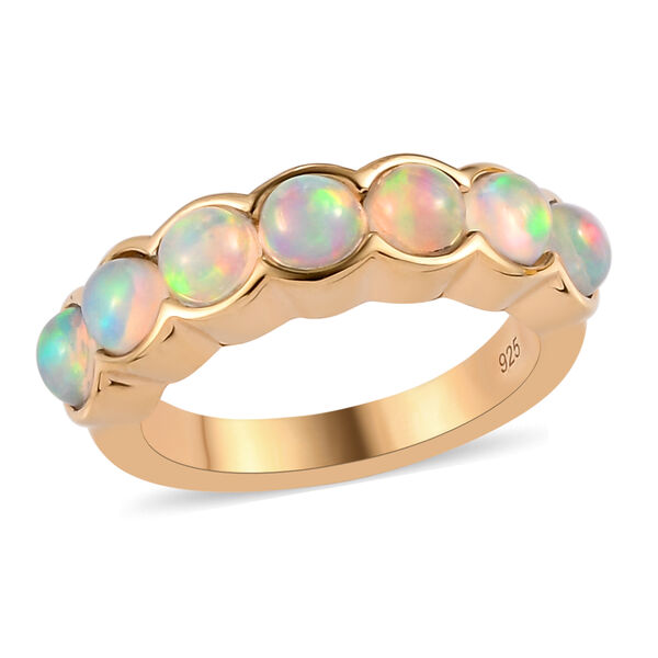 Natürlicher Äthiopischer Opal 7 Stein Ring 925 Silber Gelbgold-Überzug image number 5