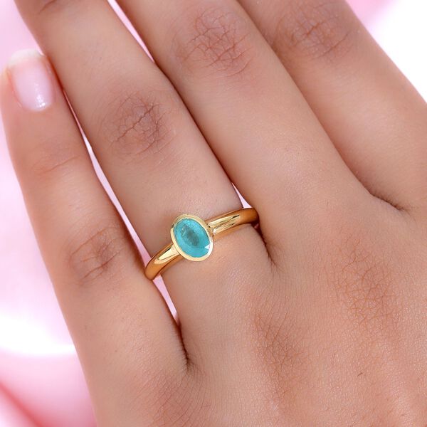 Kagem sambischer Smaragd-Solit&auml;r-Ring, 925 Silber vergoldet, 0,71 ct. image number 3