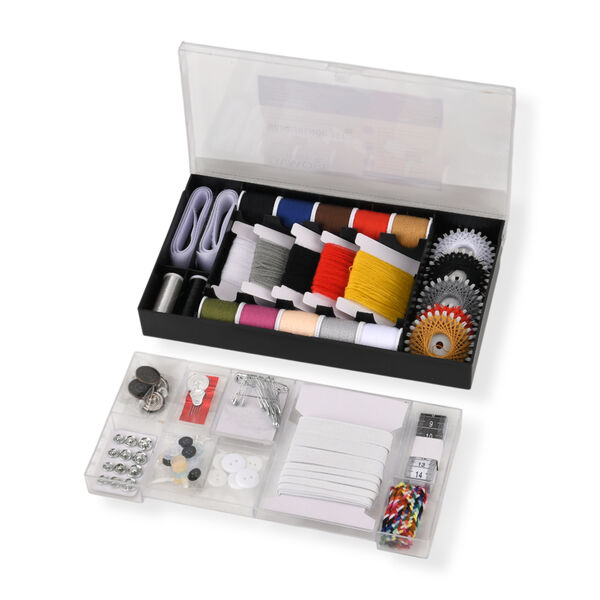 LIVMORE N&auml;hzubeh&ouml;r Set mit Aufbewahrungsbox, 93 teilig, Natur