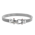 Roter Granat und wei&szlig;er Kristal-Armreif, 20 cm, Edelstahl ca. 0,13 ct