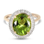 Peridot und Diamant Halo-Ring in Gelbgold image number 0