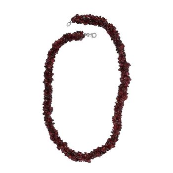 Roter Granat Halskette ca. 50 cm 925 Silber rhodiniert ca. 93.80 ct