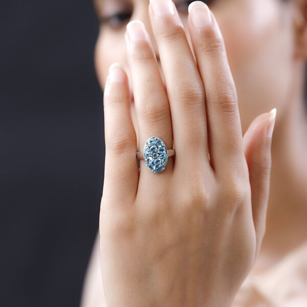 Paraiba-Apatit Ring 925 Silber platiniert (Größe 17.00) ca. 2.12 ct image number 3