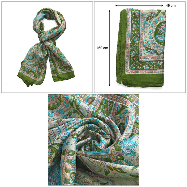 Geschmeidiger Luxuri&ouml;ser 100% Seidenschal, gr&uuml;n image number 5