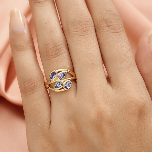 Tansanit Bypass Ring 925 Silber vergoldet  ca. 0,81 ct image number 3