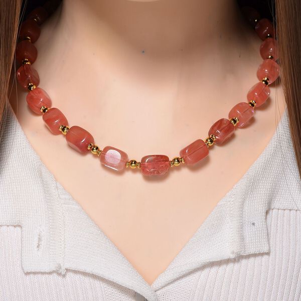 Kirsche Quarz Halskette, ca. 45cm mit 5cm extender, vergoldet, ca. 300.00 ct image number 2