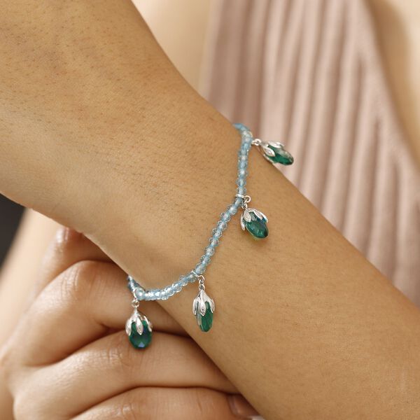 Pfau Triplett Quarz und blaues Apatit Armband, 19 cm - 24,63 ct. image number 3