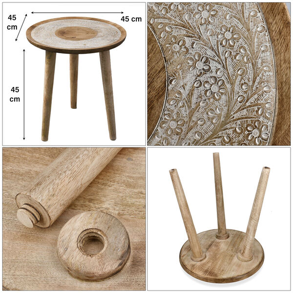 NAKKASHI - handgefertigter Couchtisch aus Mangoholz, 45 x 45 x 45 cm image number 5