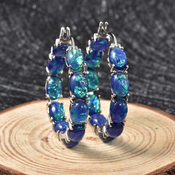 Blaue simulierte Opal-Inside-Out-Creolen image number 2
