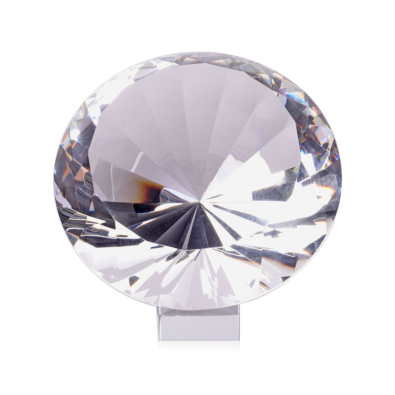 Diamantschliff weißer Glaskristall mit Ständer in Geschenkbox image number 0