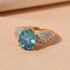 Pfau Triplett Quarz und Zirkon Ring 925 Silber vergoldet image number 1