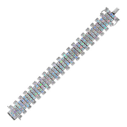 AA Nat&uuml;rlicher, &auml;thiopischer Welo Opal Armband, ca. 18 cm, 925 Silber rhodiniert, ca. 17.82 ct