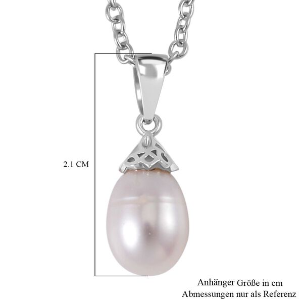 Wei&szlig;e S&uuml;&szlig;wasser Perle Anh&auml;nger mit Kette, 925 Silber rhodiniert und Edelstahl image number 5