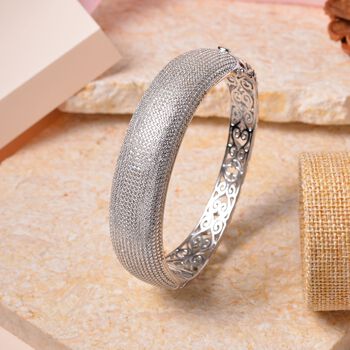 Wei&szlig;er Zirkon Armreif ca. 19 cm 925 Silber rhodiniert ca. 13,18 ct.