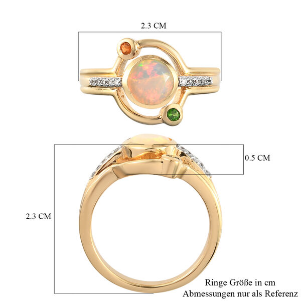 Nat&uuml;rlicher &Auml;thiopischer Opal und Nat&uuml;rlicher Chromdiopsid Ring 925 Silber vergoldet  ca. 1,08 ct image number 7