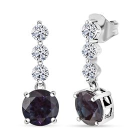 AAA Lab Created Alexandrit, Lab Grown Diamant Ohrringe 417 Gold ca. 4,58 ct.