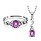 2er Set - Afrikanischer Amethyst, Ring und Anhänger mit Kette Schmuckset, Reiner Edelstahl, ca. 0.60 ct image number 0