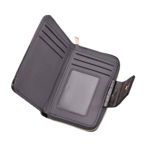 Elegante Geldb&ouml;rse mit Krokopr&auml;gung, RFID-Schutz, 14,5&times;9,5cm, Schwarz image number 5