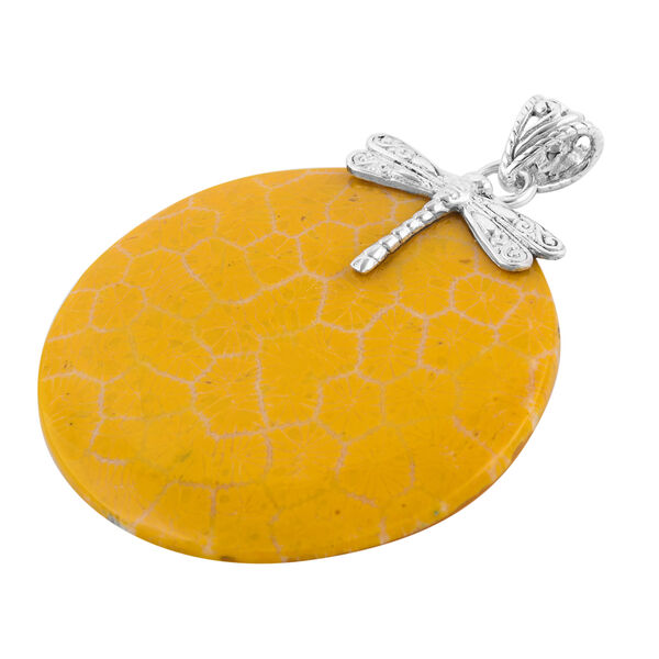 Royal Bali Kollektion - gelber Korallen-Anh&auml;nger, 925 Silber image number 4